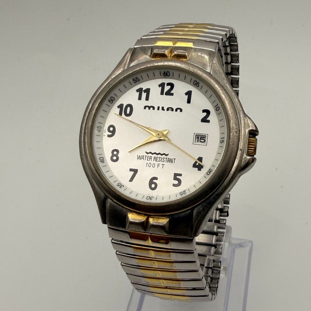 Elegant Milan Two-Tone Expansion Watch - Flexible Fit Working New Battery